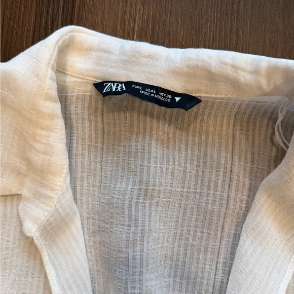 Zara Cream Textured Tie-Front Blouse - Picture 2 of 4